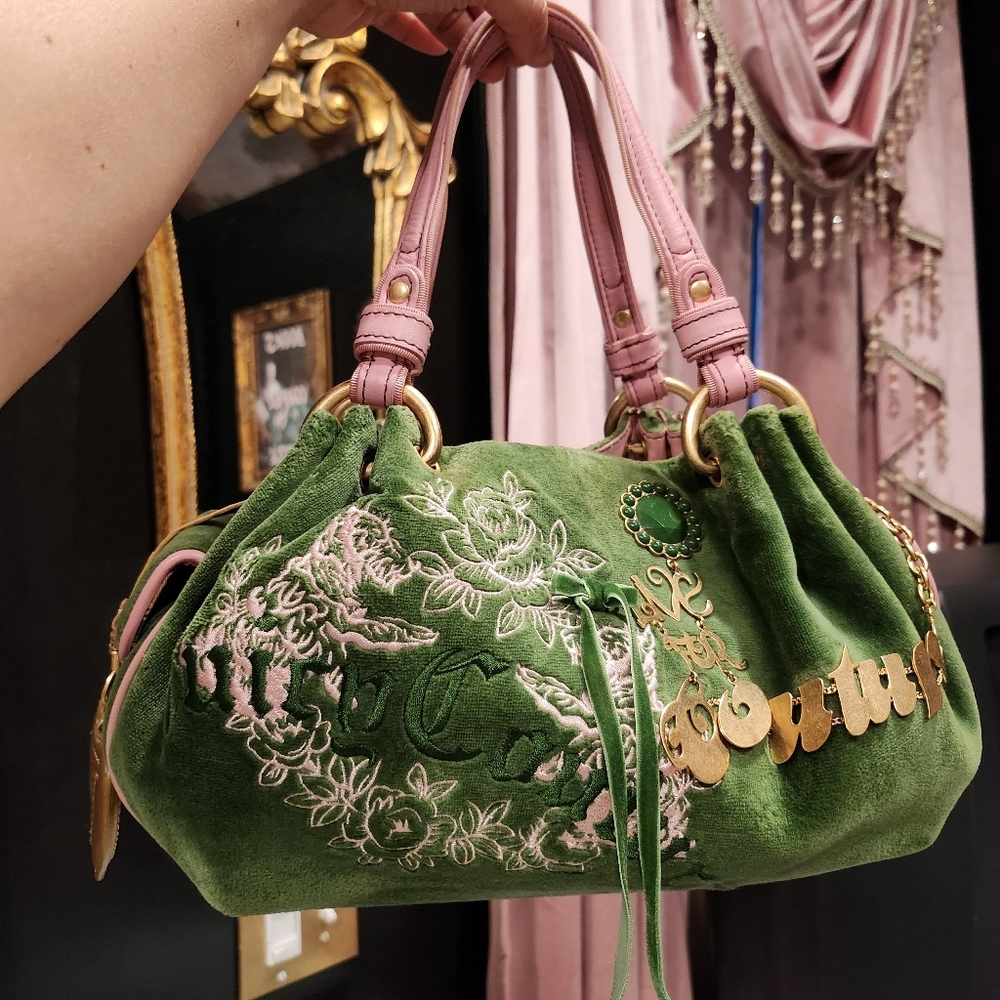 Vintage Rare Iconic Pink And Green Juicy Couture Fluffy Satchel Y2k